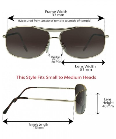 Aviator Bifocal Sunglasses +2.00 Black Gunmetal Frame Smoke Lens Bifocal for Men and Women Gold $11.33 Designer