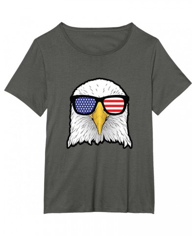 4th Of July Eagle American Flag Sunglasses - Patriotic USA T-Shirt Women's Plus Asphalt Grey $13.72 Designer