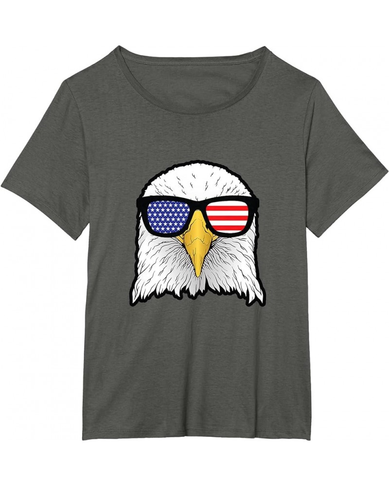 4th Of July Eagle American Flag Sunglasses - Patriotic USA T-Shirt Women's Plus Asphalt Grey $13.72 Designer