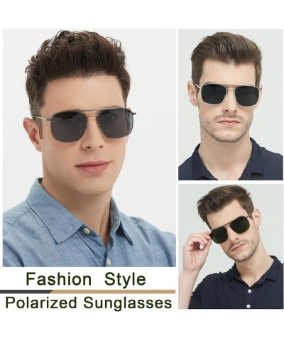 3-Pack Men Polarized Sunglasses Aviator Sunglass for Mens Metal Frame Outdoor Shades Sun Glasses UV Protection 3 Pack(gray/Bl...