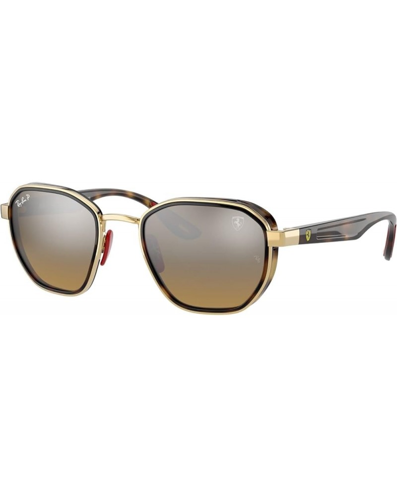 Rb3674m Scuderia Ferrari Collection Round Sunglasses Gold/Chromance Brown Mirrored Grey Polarized $88.90 Wayfarer