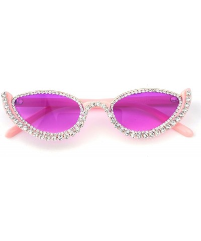 Fashion bling Rhinestone Cat Eye Sunglasses for Women Retro Narrow Cat-eye Diamond Sun Glasses Vintage Style Tinted Lens 2pcs...