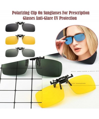 Clip-On Sunglasses Rimless Flip Up Driving Glasses Night Vision Polarized Glasses for Women Men Yellow $4.61 Rimless