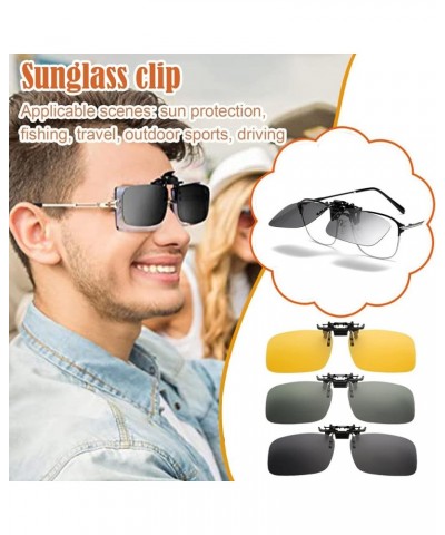 Clip-On Sunglasses Rimless Flip Up Driving Glasses Night Vision Polarized Glasses for Women Men Yellow $4.61 Rimless