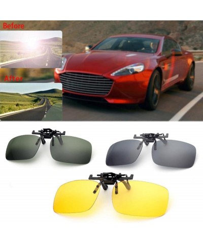 Clip-On Sunglasses Rimless Flip Up Driving Glasses Night Vision Polarized Glasses for Women Men Yellow $4.61 Rimless