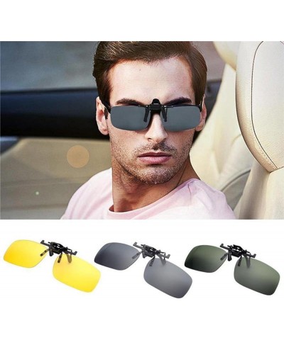 Clip-On Sunglasses Rimless Flip Up Driving Glasses Night Vision Polarized Glasses for Women Men Yellow $4.61 Rimless