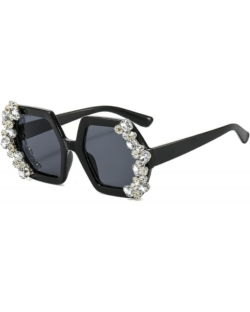 laureles/Oversized Square Rhinestone Sunglasses Women Diamond Sun Glasses Shiny Crystal Shades UV400 Ladies Eyewear Black-gre...