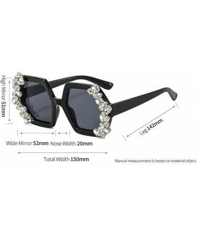 laureles/Oversized Square Rhinestone Sunglasses Women Diamond Sun Glasses Shiny Crystal Shades UV400 Ladies Eyewear Black-gre...