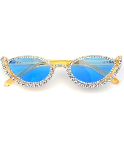 Fashion bling Rhinestone Cat Eye Sunglasses for Women Retro Narrow Cat-eye Diamond Sun Glasses Vintage Style Tinted Lens 2pcs...