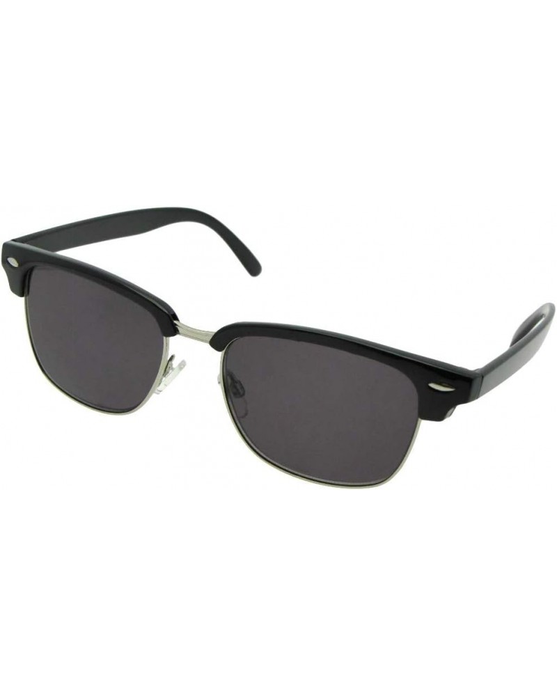 Retro Full Lens Reading Sunglass R59 Black Silver Frame-gray Lenses $8.38 Rectangular