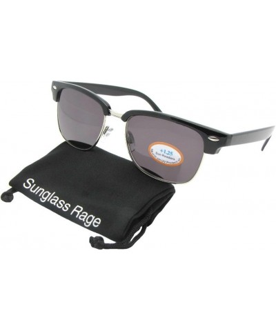 Retro Full Lens Reading Sunglass R59 Black Silver Frame-gray Lenses $8.38 Rectangular