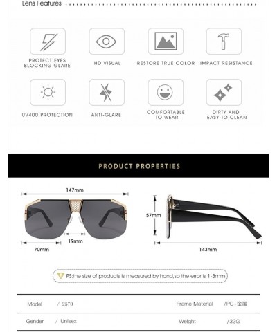 Large Frame Fashion Square Sunglasses for Men and Women for Outdoor Vacation (Color : B, Size : Medium) Medium B $20.12 Designer