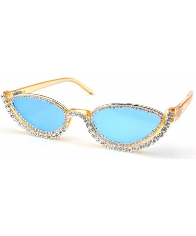 Fashion bling Rhinestone Cat Eye Sunglasses for Women Retro Narrow Cat-eye Diamond Sun Glasses Vintage Style Tinted Lens 2pcs...