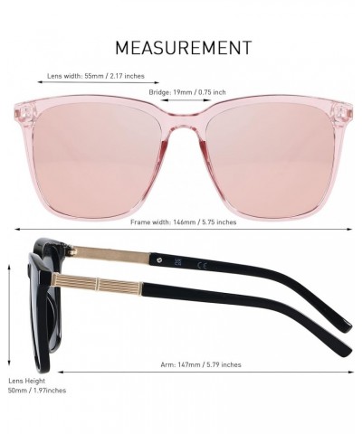 Oversized Sunglasses for Women Mirrored Big Large Shades Fashion Square Frame Sun glasses UV Protection (2pack) Black + Mirro...