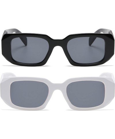 Trendy Rectangle Sunglasses for Women Man Square Sun Glasses Black Frame Grey Lens+white Frame Grey Lens $7.94 Rectangular