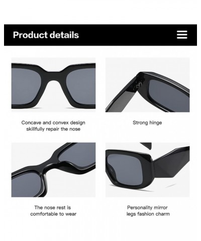 Trendy Rectangle Sunglasses for Women Man Square Sun Glasses Black Frame Grey Lens+white Frame Grey Lens $7.94 Rectangular