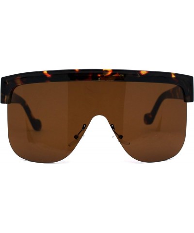 Extra Oversize Flat Top Half Rim Shield Sunglasses Tortoise Brown $9.87 Oversized