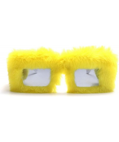 Cute Square Sunglasses Women Men Soft Furry Sun Glasses Ladies UV400 Shades Female Party Eyewear Oversized Mirror yellow $10....