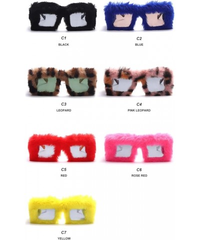 Cute Square Sunglasses Women Men Soft Furry Sun Glasses Ladies UV400 Shades Female Party Eyewear Oversized Mirror yellow $10....