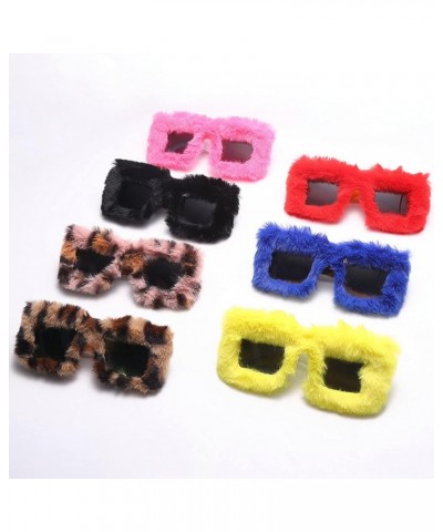 Cute Square Sunglasses Women Men Soft Furry Sun Glasses Ladies UV400 Shades Female Party Eyewear Oversized Mirror yellow $10....