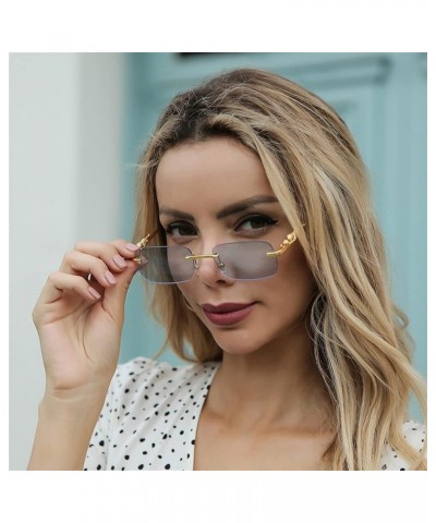 Metal Rimless Square Small Frame Fashion Sunglasses for Men and Women (Color : 5, Size : 1) 1 6 $10.94 Rimless