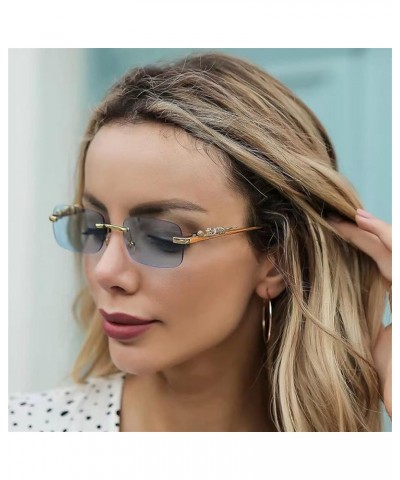 Metal Rimless Square Small Frame Fashion Sunglasses for Men and Women (Color : 5, Size : 1) 1 6 $10.94 Rimless