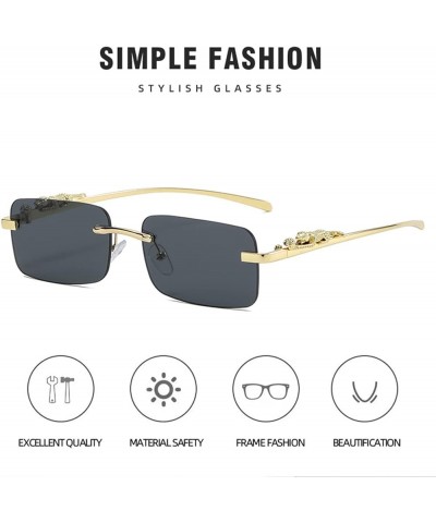 Metal Rimless Square Small Frame Fashion Sunglasses for Men and Women (Color : 5, Size : 1) 1 6 $10.94 Rimless