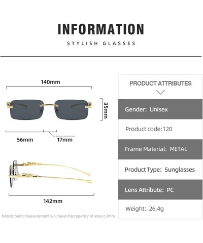 Metal Rimless Square Small Frame Fashion Sunglasses for Men and Women (Color : 5, Size : 1) 1 6 $10.94 Rimless