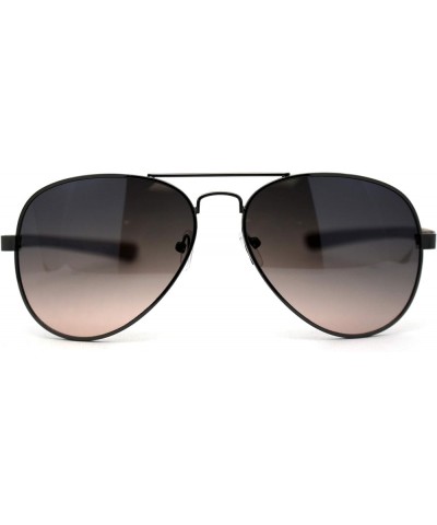 Mens Classic Airforce Woodgrain Wrap Arm Metal Aviator Sunglasses Gunmetal Brown Smoke $9.87 Pilot