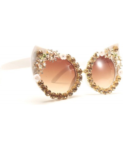 Oversized Diamond Sunglasses Women Rhinestone Cat Eye Sunglasses Vintage Female Sparkling Party sunglasses Eyewear White $11....