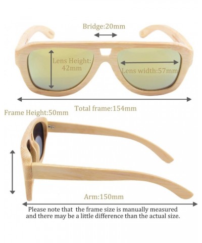 Oversized Bamboo Wood Sunglasses Square Retro Polarized Glasses-Z6015 Bamboo Nature gold $20.99 Wayfarer