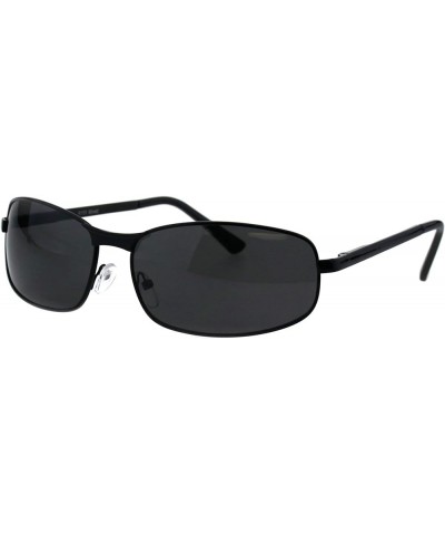 Mens Fashion Sunglasses Oval Rectangular Metal Frame Spring Hinge Black (Black) $9.25 Rectangular