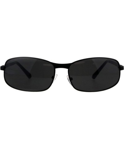 Mens Fashion Sunglasses Oval Rectangular Metal Frame Spring Hinge Black (Black) $9.25 Rectangular