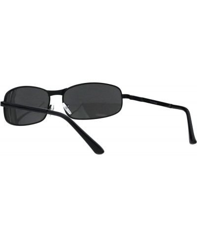 Mens Fashion Sunglasses Oval Rectangular Metal Frame Spring Hinge Black (Black) $9.25 Rectangular