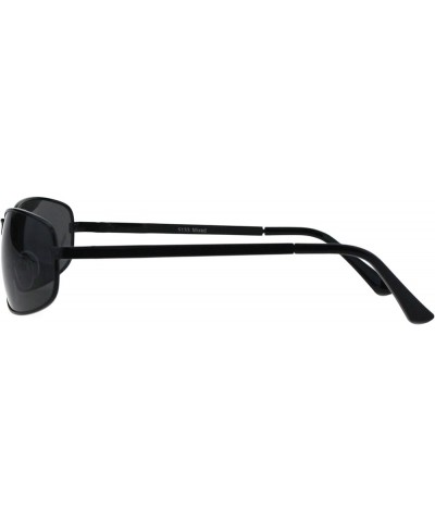 Mens Fashion Sunglasses Oval Rectangular Metal Frame Spring Hinge Black (Black) $9.25 Rectangular