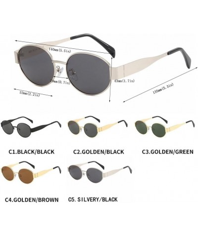 Retro Oval metal frame Sunglasses for Women Men Trendy Sun Glasses Classic Shades UV400 Protection Silver/Grey $9.93 Oval