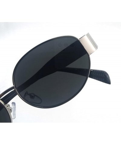 Retro Oval metal frame Sunglasses for Women Men Trendy Sun Glasses Classic Shades UV400 Protection Silver/Grey $9.93 Oval