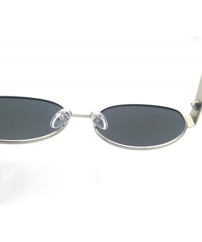 Retro Oval metal frame Sunglasses for Women Men Trendy Sun Glasses Classic Shades UV400 Protection Silver/Grey $9.93 Oval