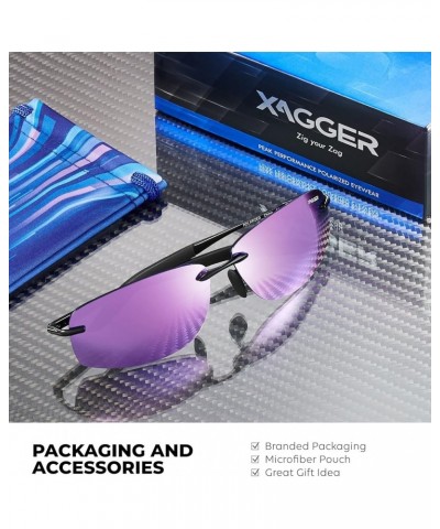 Polarized Driving Sunglasses for Men Rimless Metal Frame UV400 Protection Sun Glasses Black | Purple Mirror $9.84 Rimless