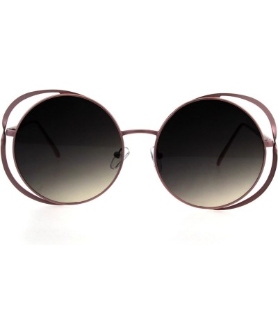 Double Metal Rim Luxury Round Circle Lens Chic Fashion Sunglasses Pink Brown Smoke $10.23 Round