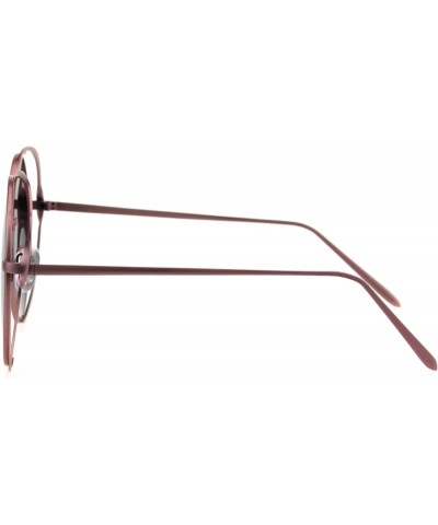 Double Metal Rim Luxury Round Circle Lens Chic Fashion Sunglasses Pink Brown Smoke $10.23 Round