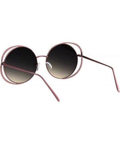 Double Metal Rim Luxury Round Circle Lens Chic Fashion Sunglasses Pink Brown Smoke $10.23 Round