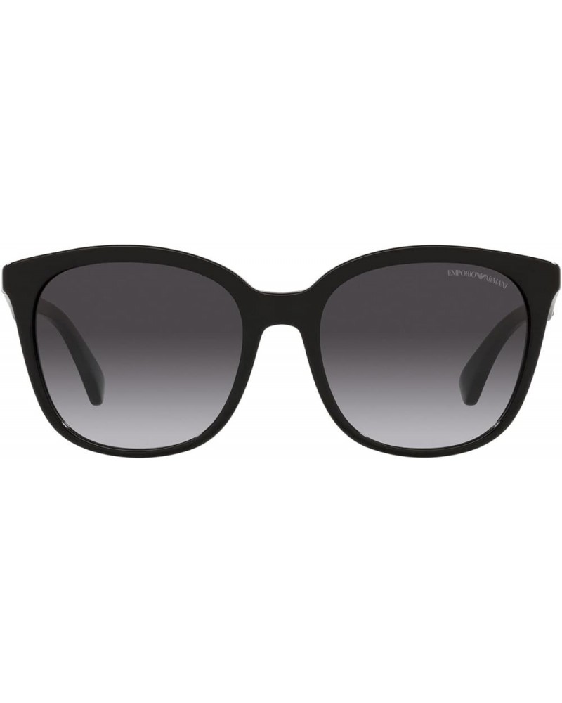 Women's Ea4157 Square Sunglasses Black/Gradient Grey $24.79 Square