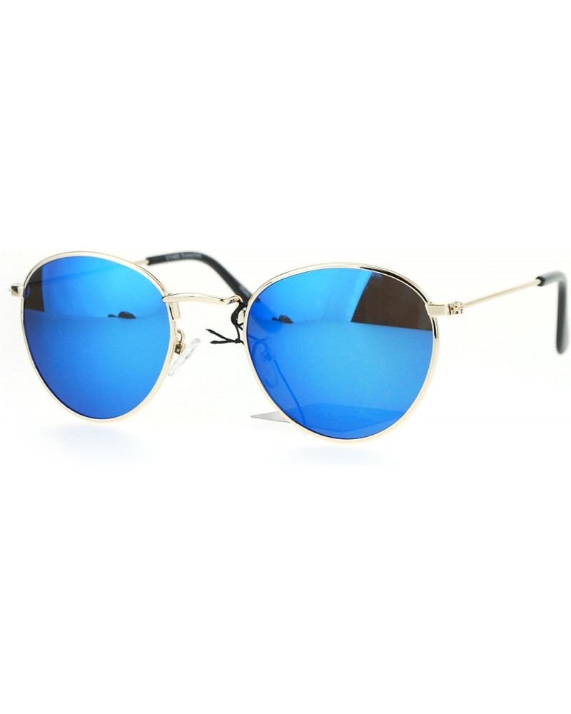 Round Oval Metal Frame Vintage Fashion Sunglasses Mirror Lens UV 400 Gold (Blue Mirror) $8.61 Oval