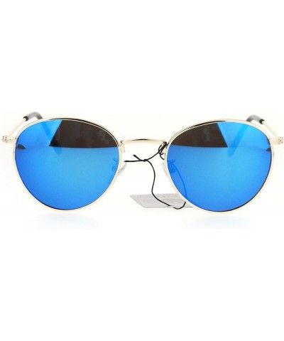 Round Oval Metal Frame Vintage Fashion Sunglasses Mirror Lens UV 400 Gold (Blue Mirror) $8.61 Oval