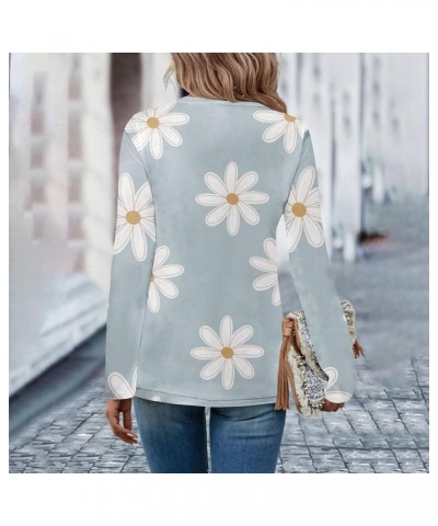 Workout Tops for Women Button Down Long Sleeve Sweatshirts Printing V Neck Pullover Tops Hide Belly Outfits 5-light Blue $9.9...