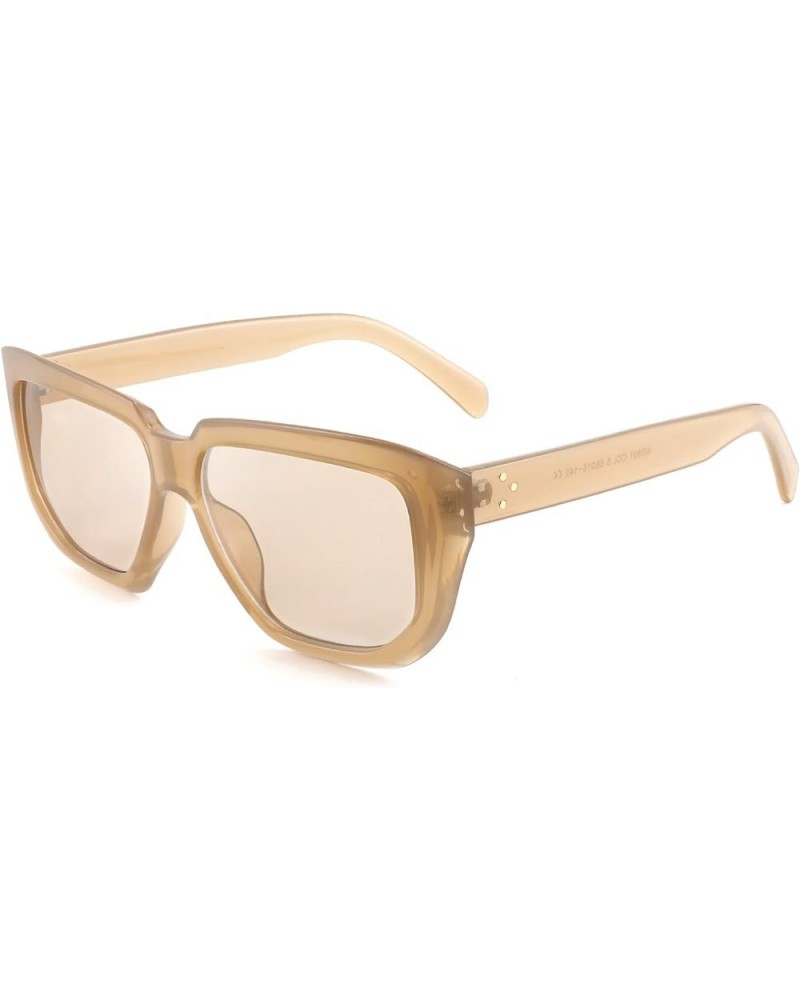 Women Retro Square Sunglasses Trendy Shield Flat Top Shades B2717 Champagne $11.39 Shield