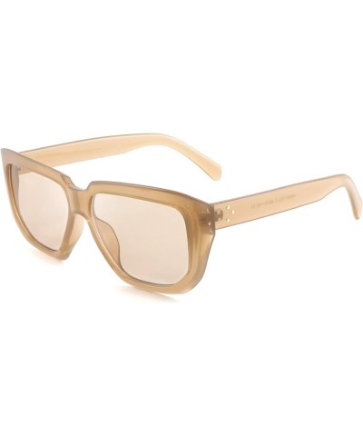 Women Retro Square Sunglasses Trendy Shield Flat Top Shades B2717 Champagne $11.39 Shield