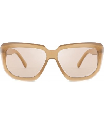 Women Retro Square Sunglasses Trendy Shield Flat Top Shades B2717 Champagne $11.39 Shield