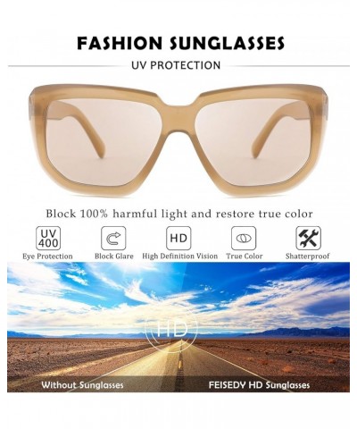 Women Retro Square Sunglasses Trendy Shield Flat Top Shades B2717 Champagne $11.39 Shield